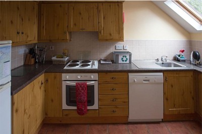 Kitchen in the first floor apartment at Árasáin Bhalor - 4 Star Self Catering Apartments & House, Falcarragh, County Donegal, Ireland
