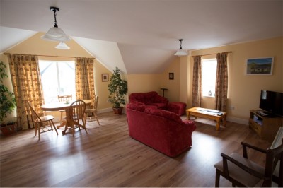 Living area in the first floor apartment at Árasáin Bhalor - 4 Star Self Catering Apartments & House, Falcarragh, County Donegal, Ireland