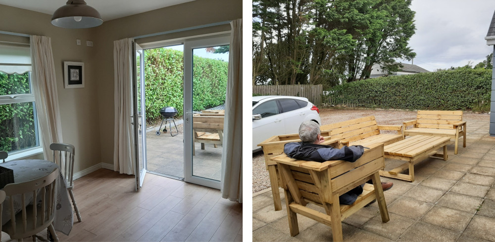 Dining area and patio in Suaimhneas house, Árasáin Bhalor - 4 Star Self Catering Apartments & Houses, Falcarragh, County Donegal, Ireland