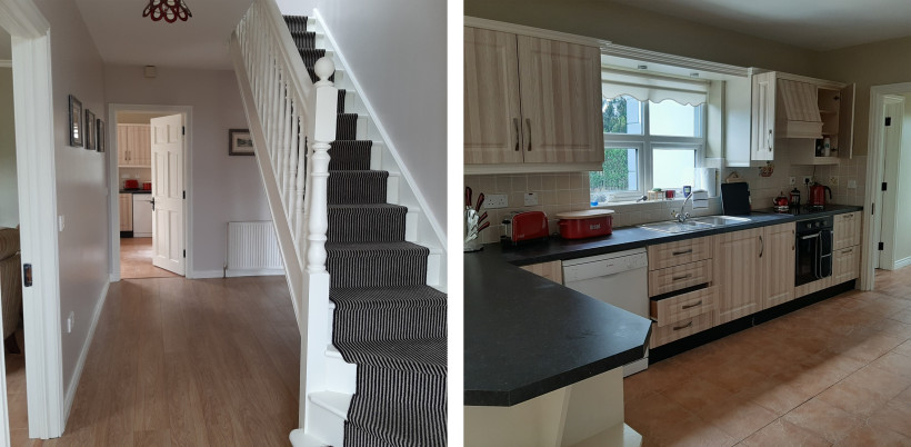 Entrance hallway and kitchen in Suaimhneas house, Árasáin Bhalor - 4 Star Self Catering Apartments & Houses, Falcarragh, County Donegal, Ireland Entrance hallway and kitchen in Suaimhneas house, Árasáin Bhalor - 4 Star Self Catering Apartments & Houses, Falcarragh, County Donegal, Ireland